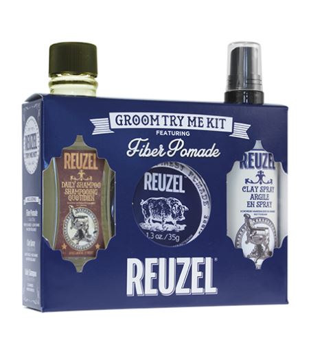 REUZEL Fiber Pomade Groom Try Me Kit  ajándék szett Férfiaknak