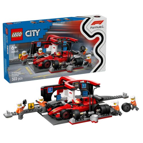 LEGO® City 60443 F1®-es boxutca és személyzet, Ferrari autóval
