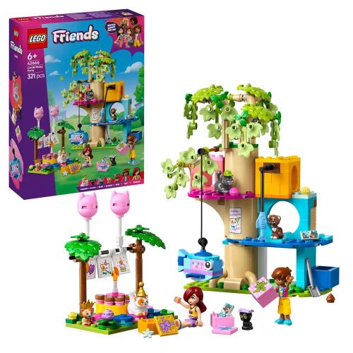 LEGO® Friends 42666 Születésnapi cicazsúr és lombház cicáknak