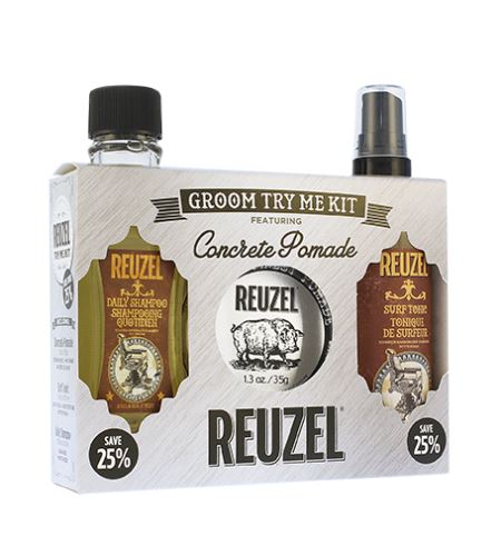 REUZEL Concrete Try Me Kit SET (Shampoo 100ml + Pomade 35g + Surf Tonic 100ml)