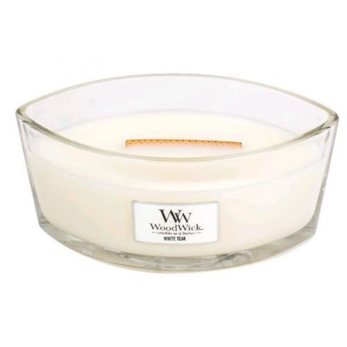 WoodWick White Teak illatos gyertya fa kanóccal 453,6 g