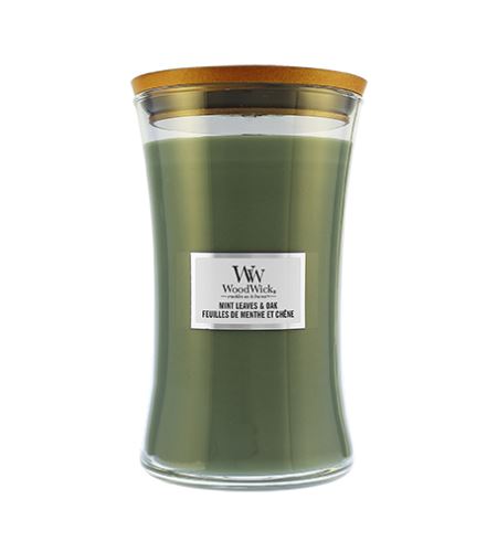 WoodWick Mint Leaves & Oak illatos gyertya fa kanóccal 609,5 g