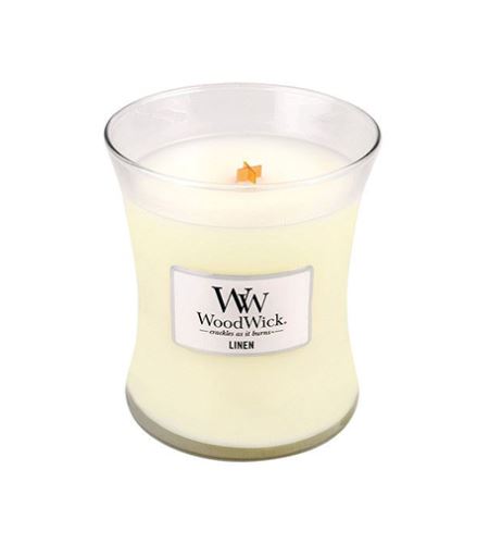 WoodWick Linen illatos gyertya fa kanóccal 275 g