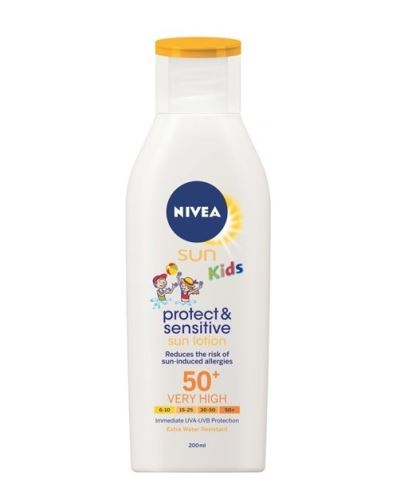 Nivea Sun Kids Protect & Sensitive napvédő krém SPF 50+ gyermekeknek 200 ml