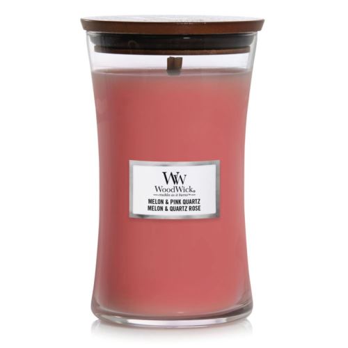 WoodWick Melon & Pink Quartz illatos gyertya fa kanóccal 609,5 g