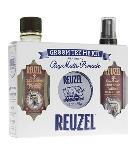 REUZEL Clay Matte Pomade Groom Try Me Kit  ajándék szett Férfiaknak