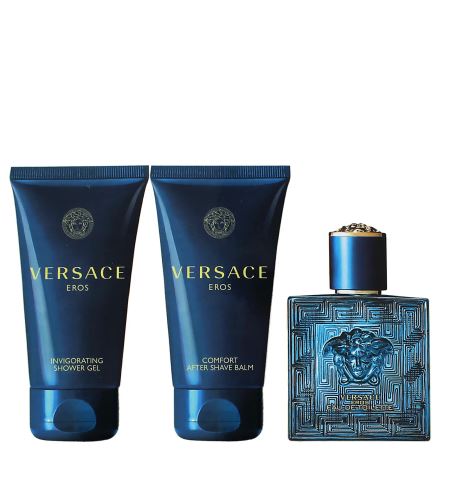 Versace Eros ajándék szett férfiaknak toaletní voda 50 ml + sprchový gel 50 ml + balzám po holení 50 ml