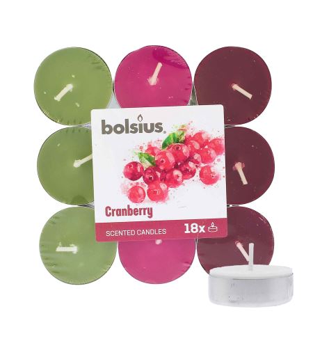 Bolsius Scented Tealights Cranberry 4h teamécses 18 db