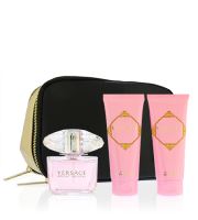 Versace Bright Crystal ajándék szett nőknek Eau de Toilette 90 ml + testápoló tej 100 ml + tusfürdő gél 100 ml + kozmetikai táska
